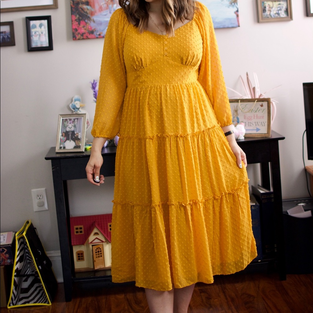 J. Crew Swiss dot midi. Mustard size 12